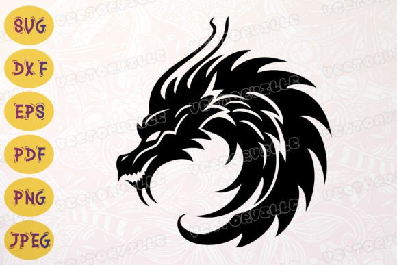 Download Dragon Head Round SVG Iron on Transfer - Iron on Collection
