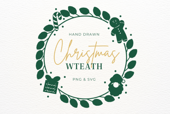 Download Hand Drawn Christmas Wreath SVG &amp; PNG - Christmas wreath svg Collection
