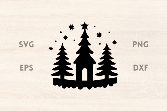 Download Fir Trees and Stars Christmas Scene SVG - Tree Collection