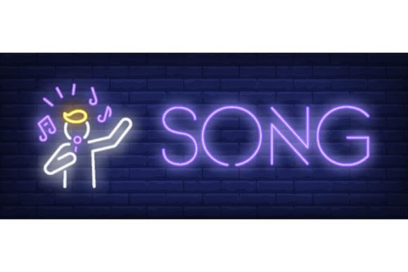 Download Song Neon Sign. Singing Person on Brick - Premium Bundle