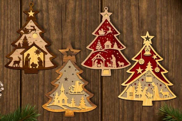 Download Laser Cut Christmas Tree Ornament Bundle - Tree Collection