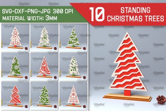 Download Standing Christmas Trees LaserCut Bundle - Tree Collection