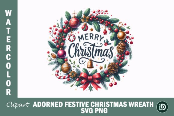 Download Adorned Festive Christmas Wreath SVG PNG - Christmas wreath svg Collection