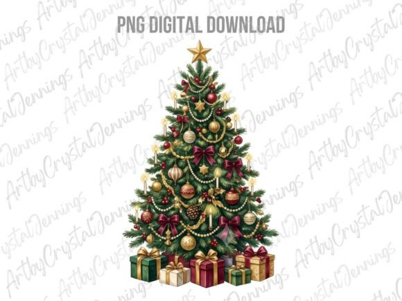 Download Vintage Watercolor Christmas Tree PNG - Tree Collection