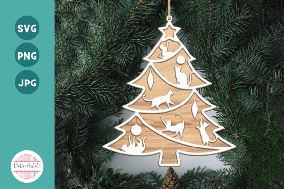Download 3D Cat Christmas Tree Ornament SVG - Tree Collection